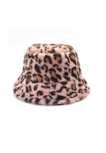 Load image into Gallery viewer, Pale Pink Leopard Fluffy Bucket Hat
