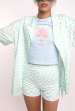 Load image into Gallery viewer, Green Checkerboard Oversized Collard Shirt
