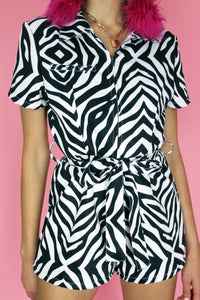 Zebra Illusion Short Boilersuit