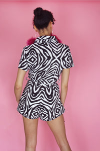 Zebra Illusion Short Boilersuit