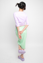 Load image into Gallery viewer, Lilac Flower Ruched Long Sleeve Top
