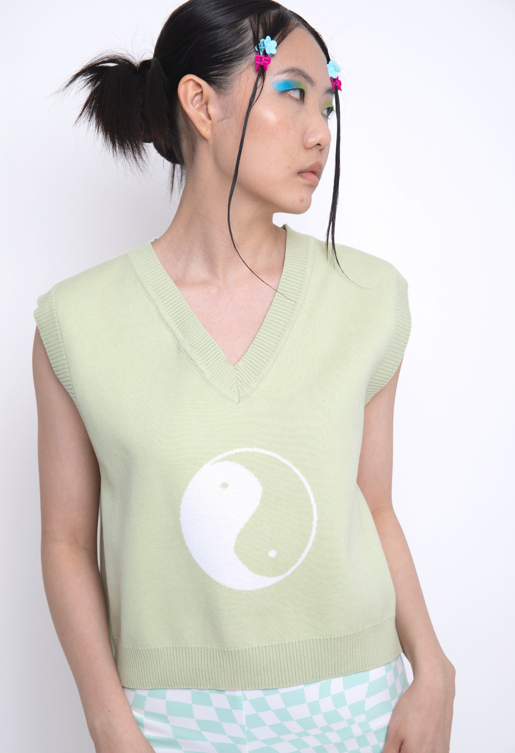 Green Yin Yang Knitted Sweater Vest