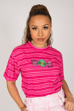 Load image into Gallery viewer, Pink Flower Power Striped Tee
