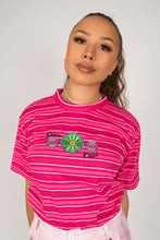 Load image into Gallery viewer, Pink Flower Power Striped Tee
