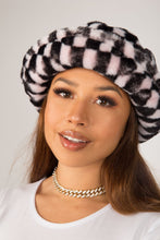 Load image into Gallery viewer, Pale Pink Checkerboard Fluffy Bucket Hat
