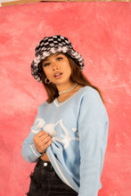 Load image into Gallery viewer, Pale Pink Checkerboard Fluffy Bucket Hat
